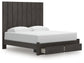 Fraluna King Panel Storage Bed with Mirrored Dresser and Nightstand