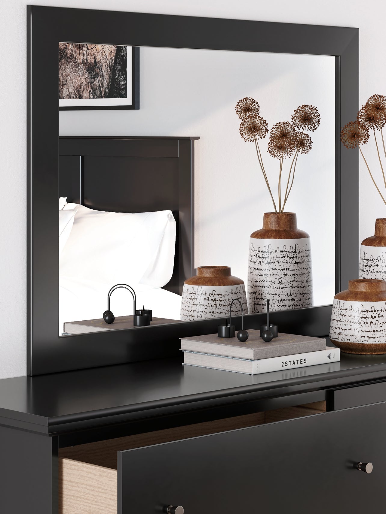 Maribel Twin Panel Bed with Mirrored Dresser and Nightstand