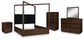 Dilenno Queen Canopy Bed with Mirrored Dresser, Chest and Nightstand