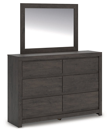 Fraluna King Panel Storage Bed with Mirrored Dresser