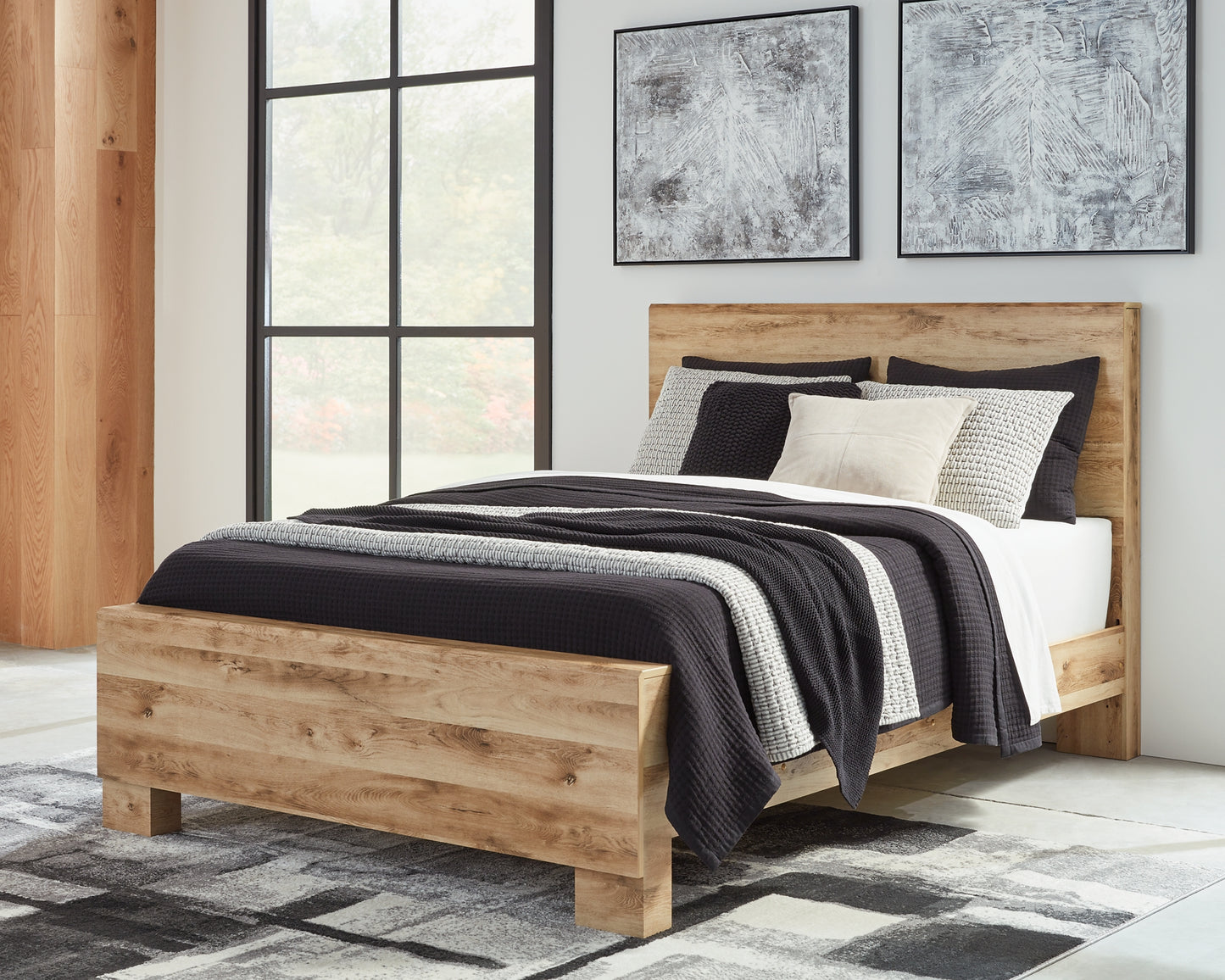 Hyanna King Panel Bed, Dresser, Mirror and Nightstand