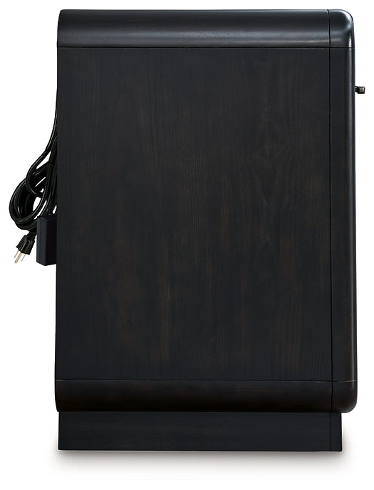 Rowanbeck King Upholstered Panel Bed, Dresser, Mirror and Nightstand