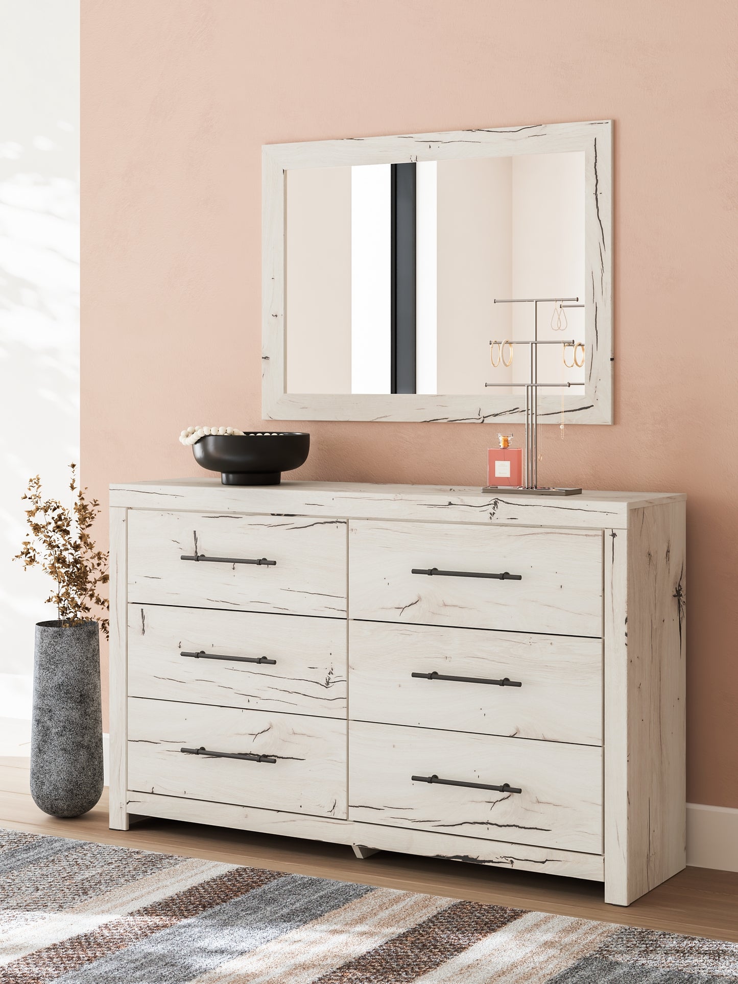 Lawroy King Panel Headboard, Dresser, Mirror and Nightstand