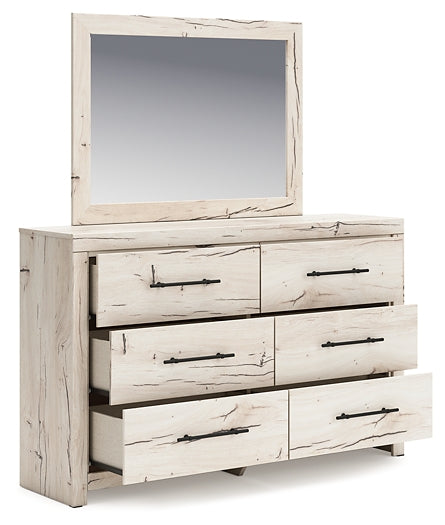 Lawroy King Panel Storage Bed, Dresser, Mirror and Nightstand