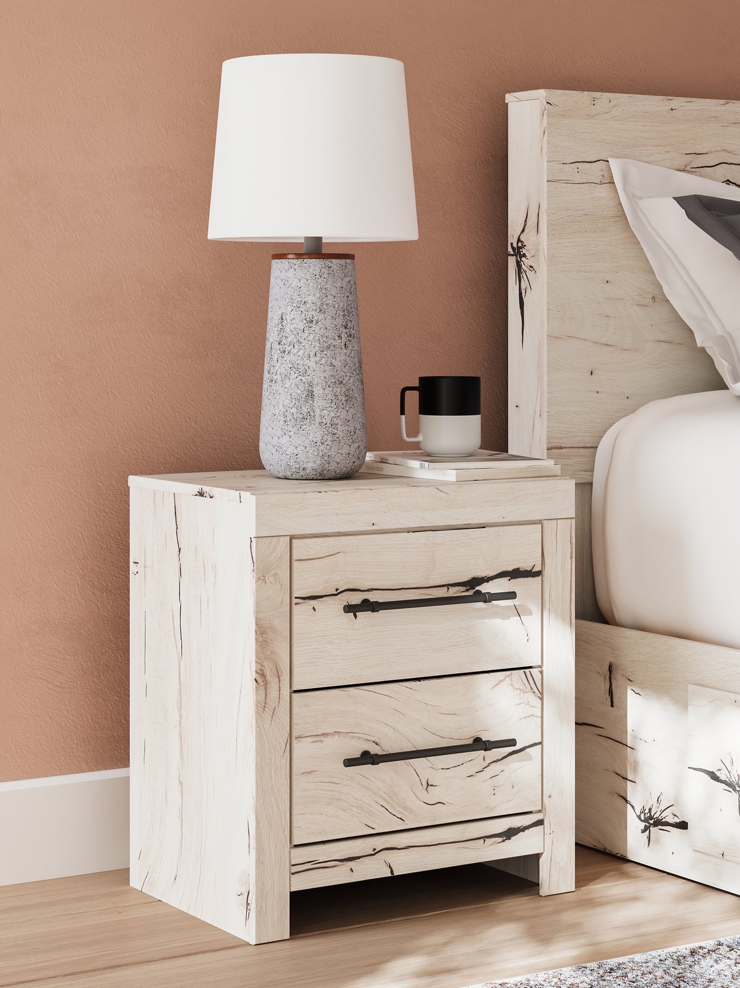 Lawroy King Panel Storage Bed, Dresser, Mirror and Nightstand