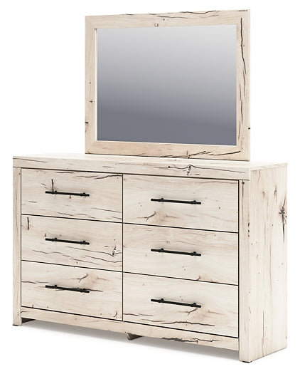 Lawroy Queen Panel Bed with Storage, Dresser and Mirror