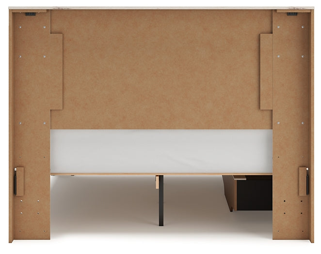 Lawroy Queen Panel Bed with Storage, Dresser and Mirror