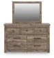 Rusticott Queen Panel Bed with Mirrored Dresser and Nightstand