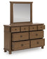 Rowlenstown Queen Poster Bed with Mirrored Dresser and Nightstand