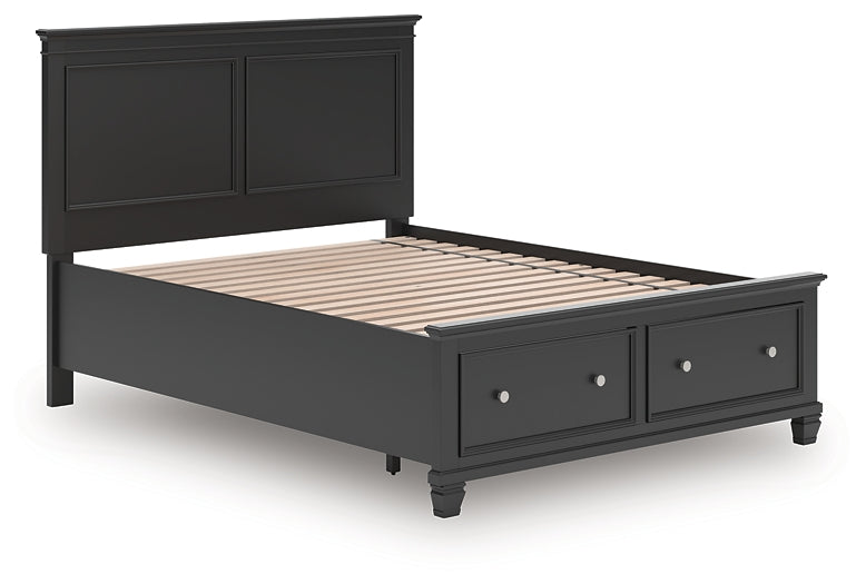 Lanolee Queen Panel Storage Bed, Dresser, Mirror and Nightstand