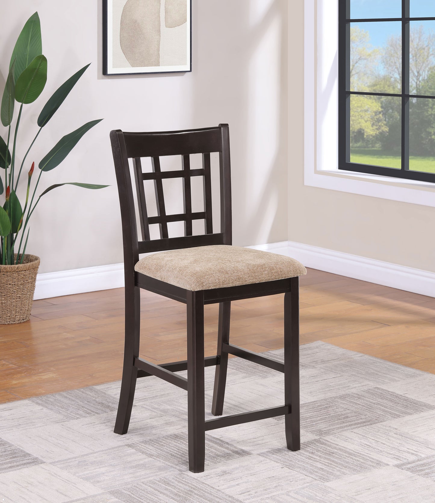 Lavon Wood Counter Height Dining Chair Tan and Espresso (Set of 2)