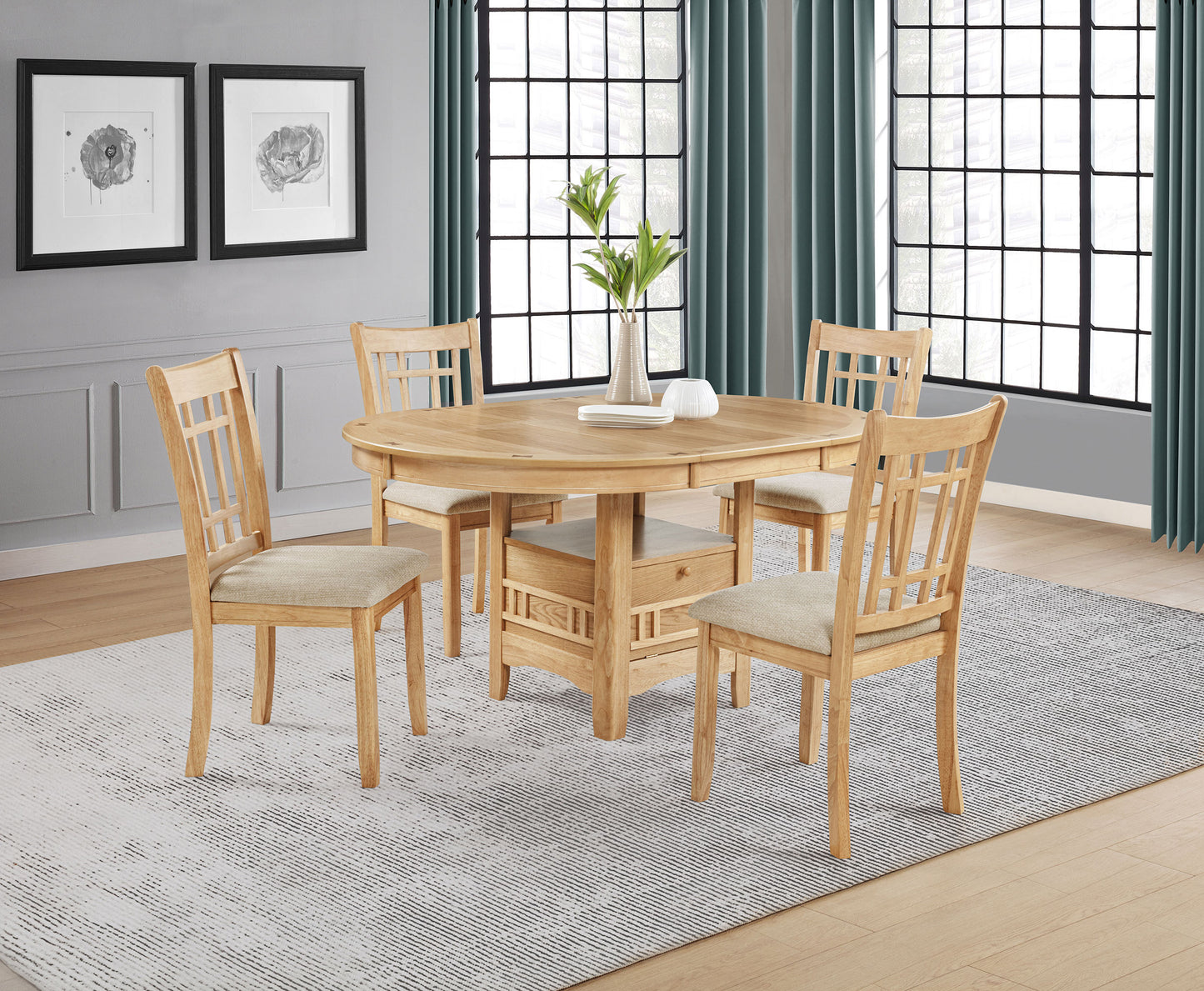 Lavon Oval 60-inch Wood Extension Leaf Dining Table Light Oak