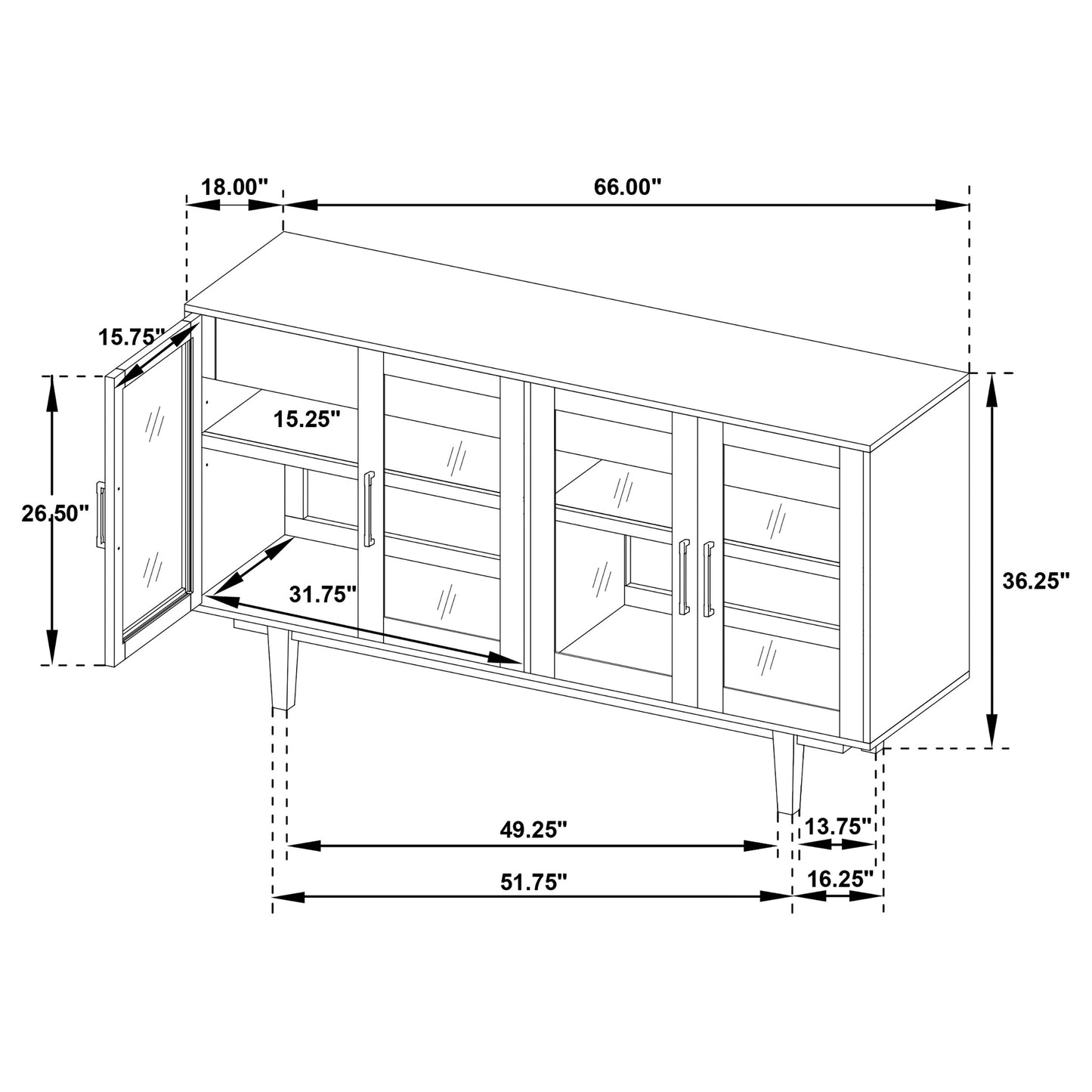 Middleton 4-door Sideboard Server with Dual Drawers Black