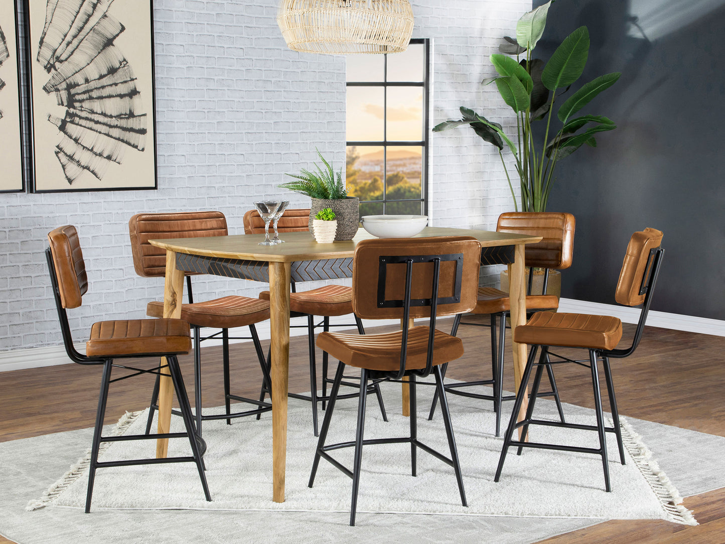 Partridge 7-piece Counter Dining Set Sheesham and Camel