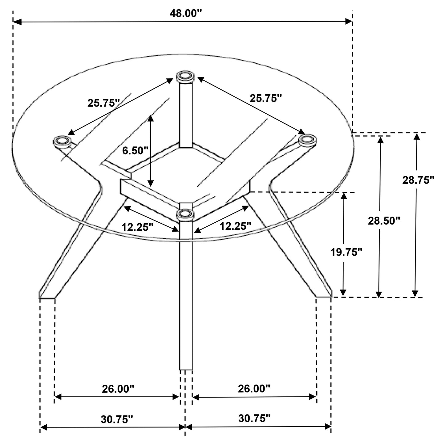 Paxton Round 48-inch Glass Top Wood Dining Table Brown