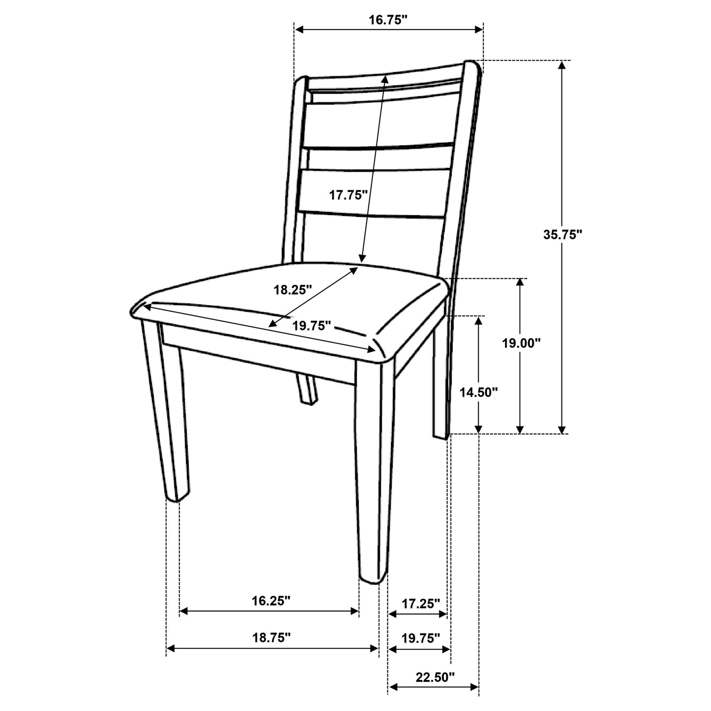 Duncan Ladder Back Dining Side Chair Washed Oak (Set of 2)