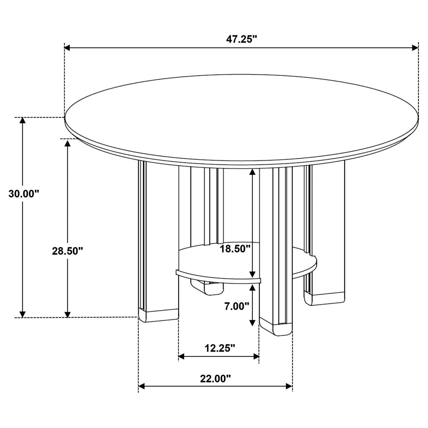 Ottowa 47-inch Round Wood Dining Table with Shelf Brown