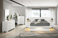 Jessica Wood Eastern King LED Panel Bed Snow White