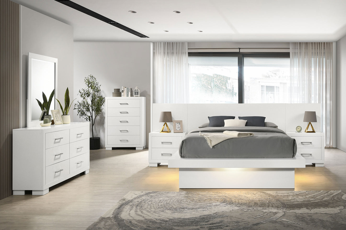 Jessica 6-piece Queen LED Bedroom Set Snow White