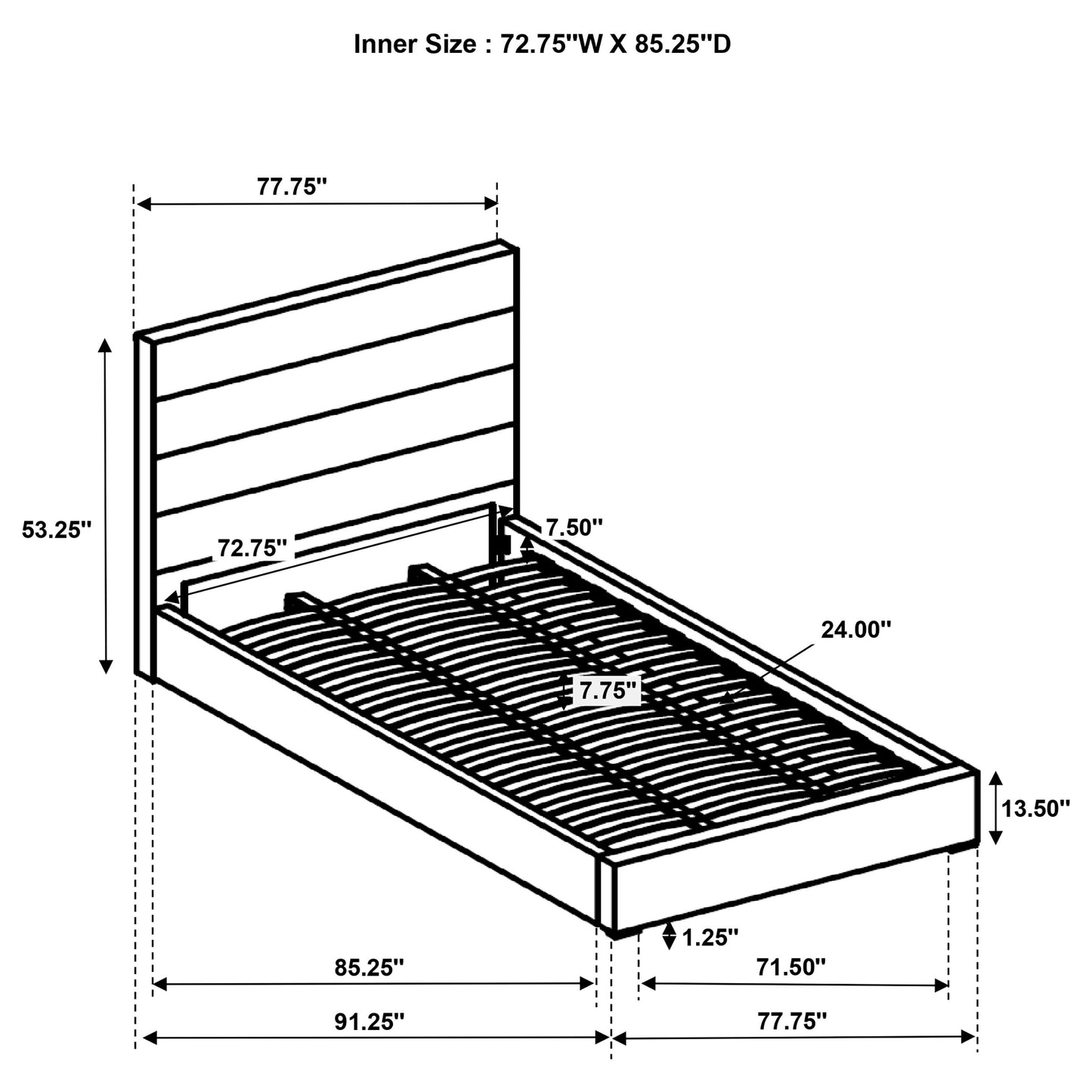 Felicity 53-inch Upholstered California King Bed White