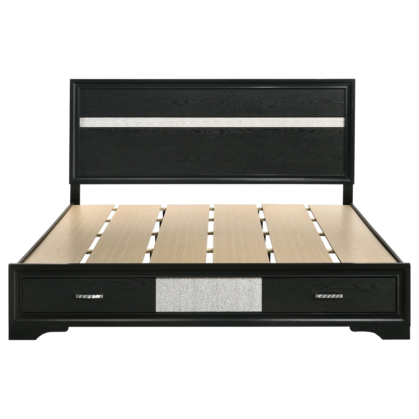 Miranda 51-inch Wood California King Storage Panel Bed Black