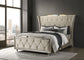 Lorient Queen LED Upholstered Wingback Bed Ivory and Camel