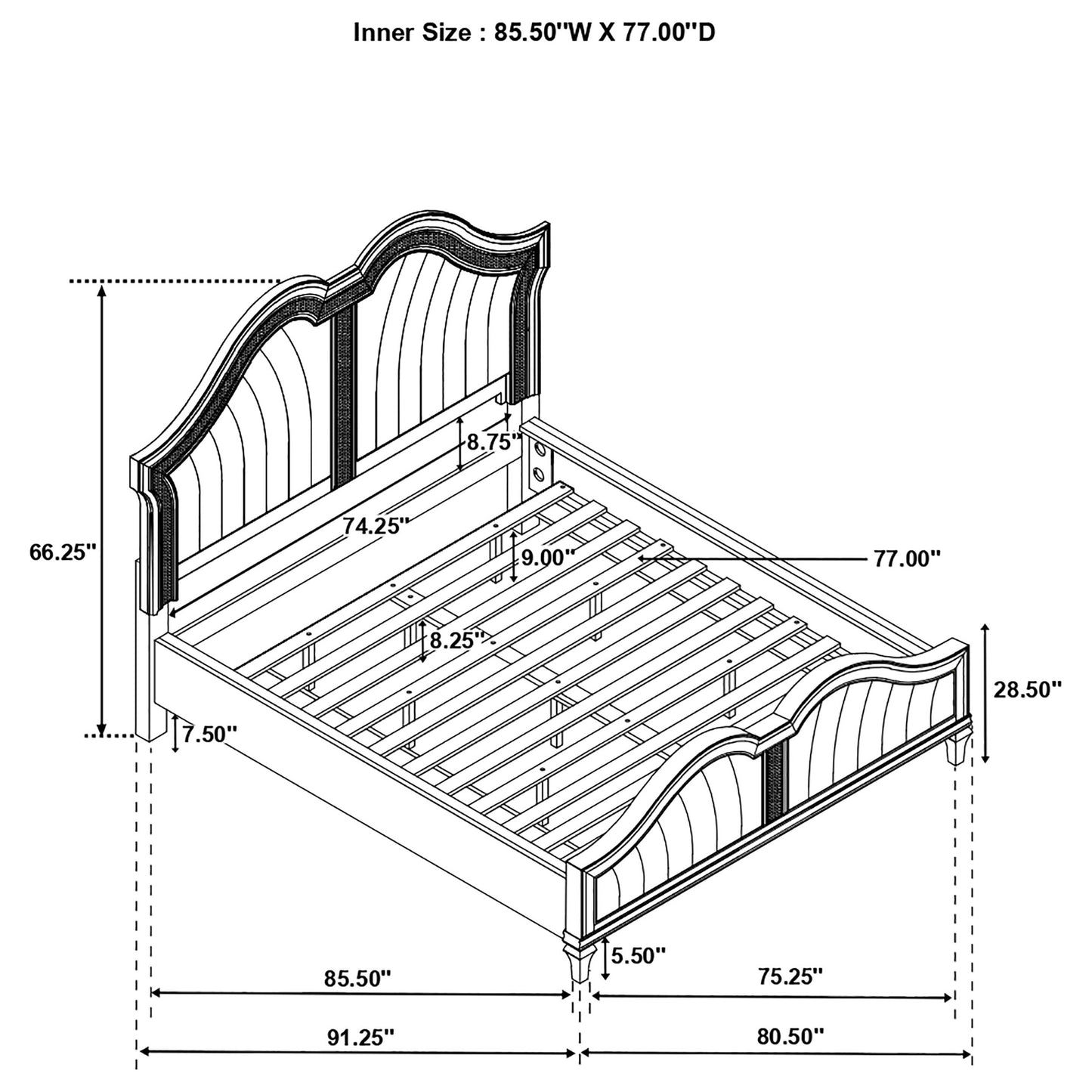Evangeline Wood California King LED Panel Bed Silver Oak
