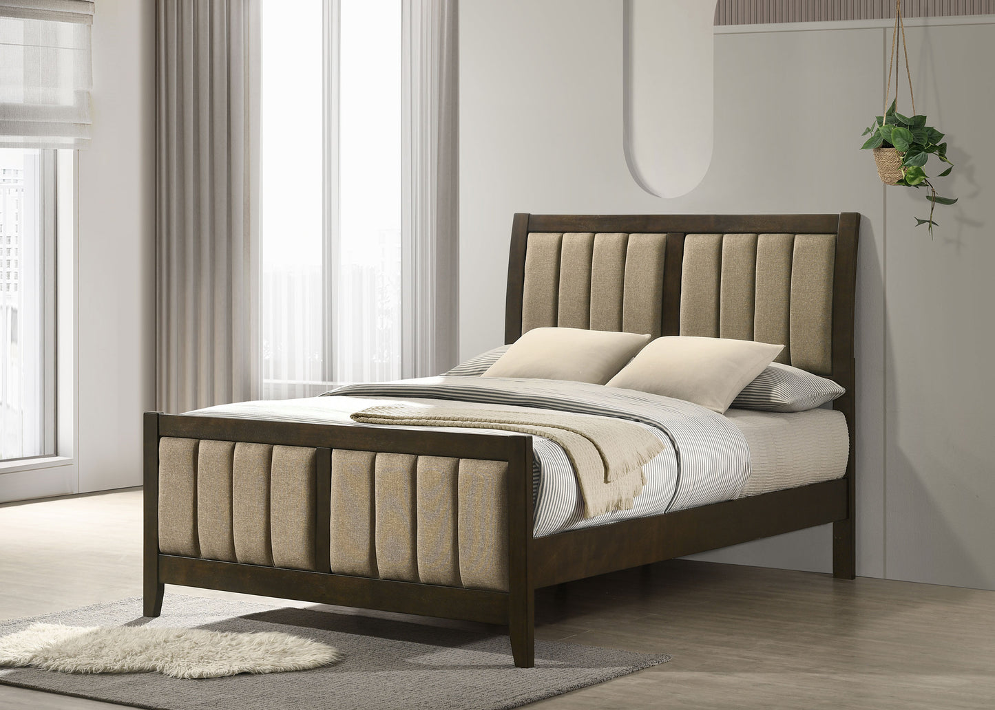 Wilkes 51-inch Upholstered Full Bed Dark Cocoa