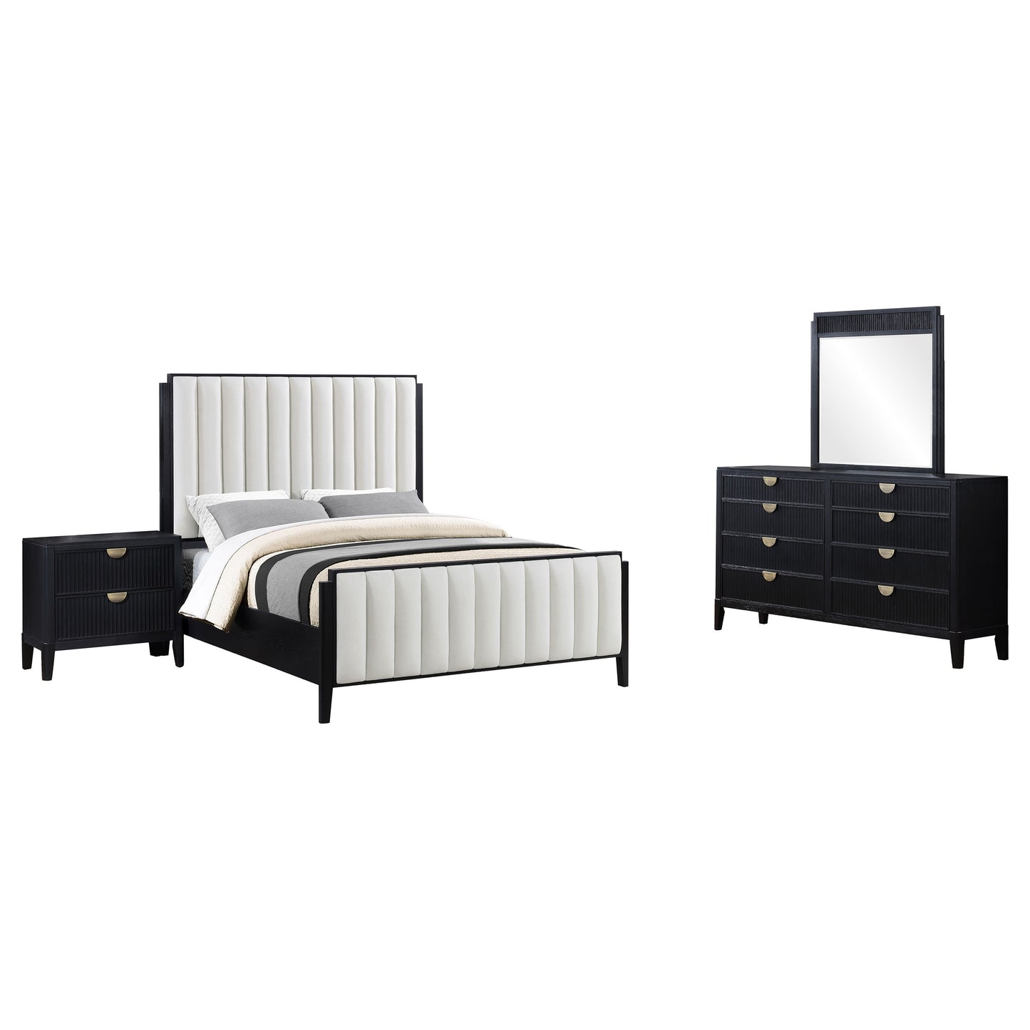 Brookmead 4-piece Upholstered Eastern King Bedroom Set Black