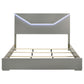 Ives Eastern King Panel Bed LED Headboard Grey High Gloss