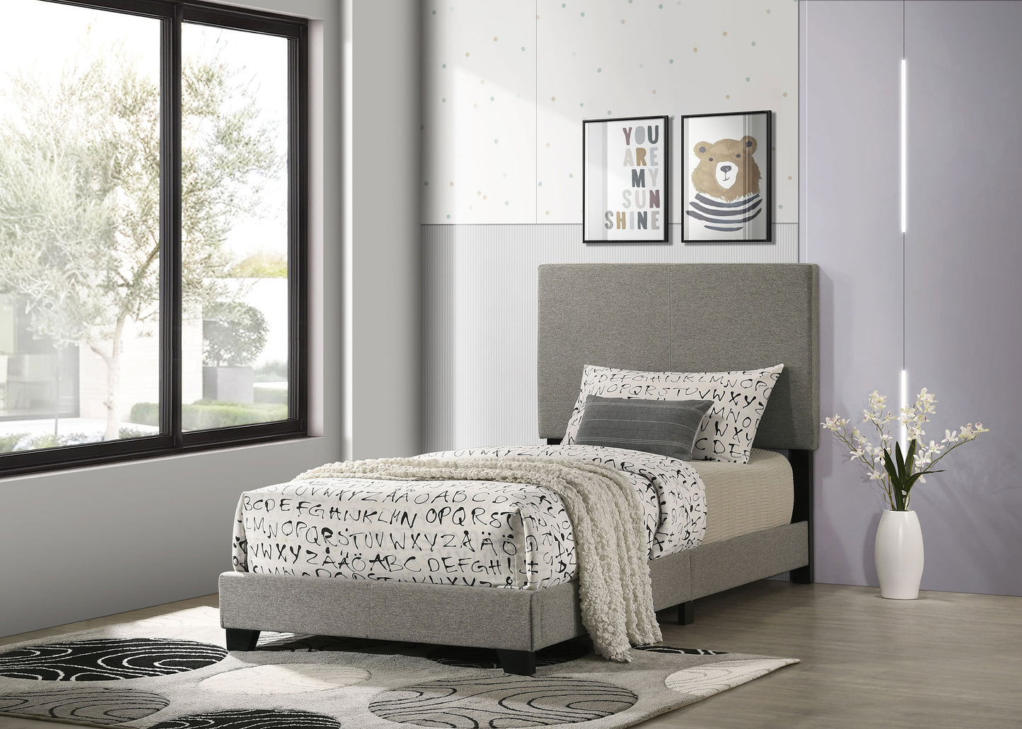 Dorian Fabric Upholstered Twin Panel Bed Taupe