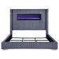 Tisdall Upholstered Eastern King Flame Visualizer Bed Grey