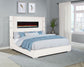 Tisdall Upholstered Eastern King Flame Visualizer Bed Cream