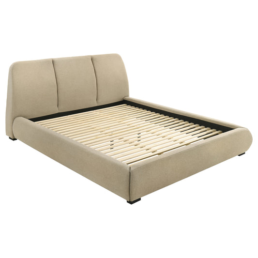 Mokena 46-inch Upholstered California King Platform Bed Brown