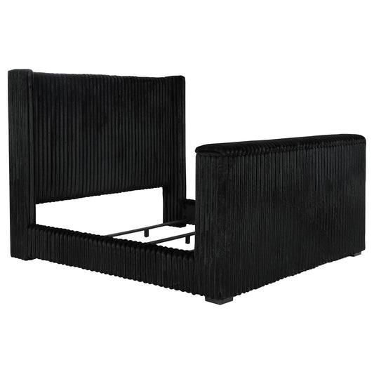 Centergrove Upholstered California King Wingback TV Bed Black