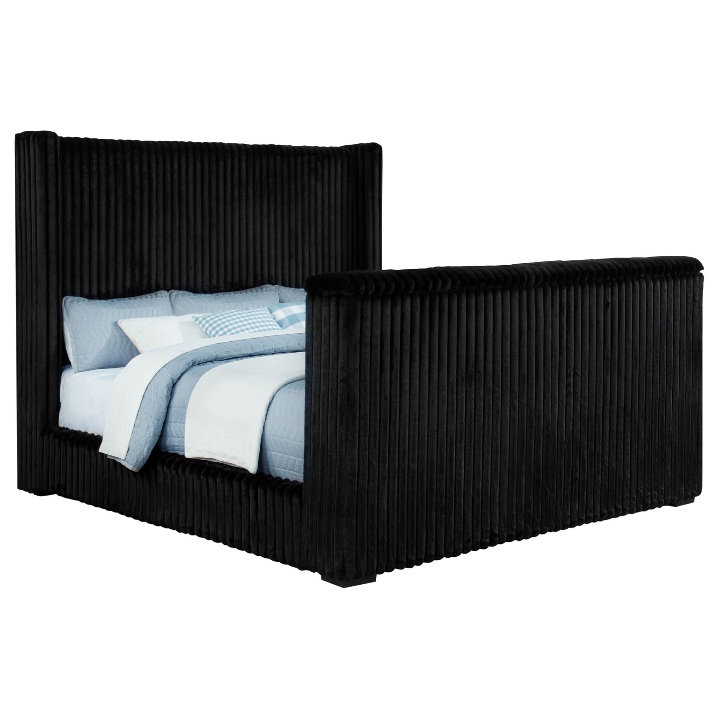 Centergrove Upholstered California King Wingback TV Bed Black