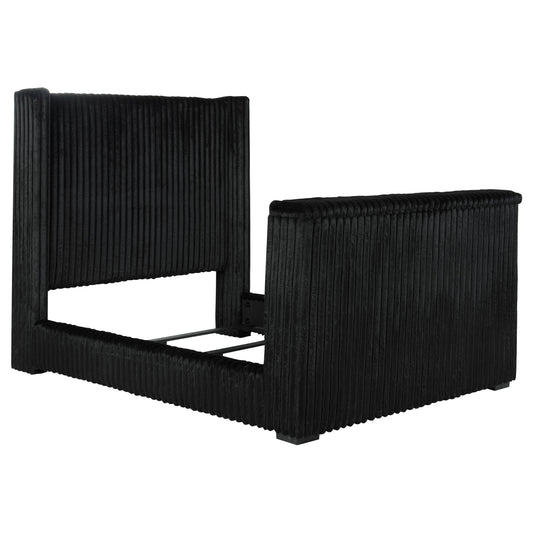 Centergrove Upholstered Queen Wingback TV Bed Black