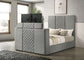 Tara 61-inch Upholstered Queen Panel TV Bed Grey