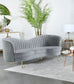 Sophia Upholstered Channel Tufted Loveseat Grey