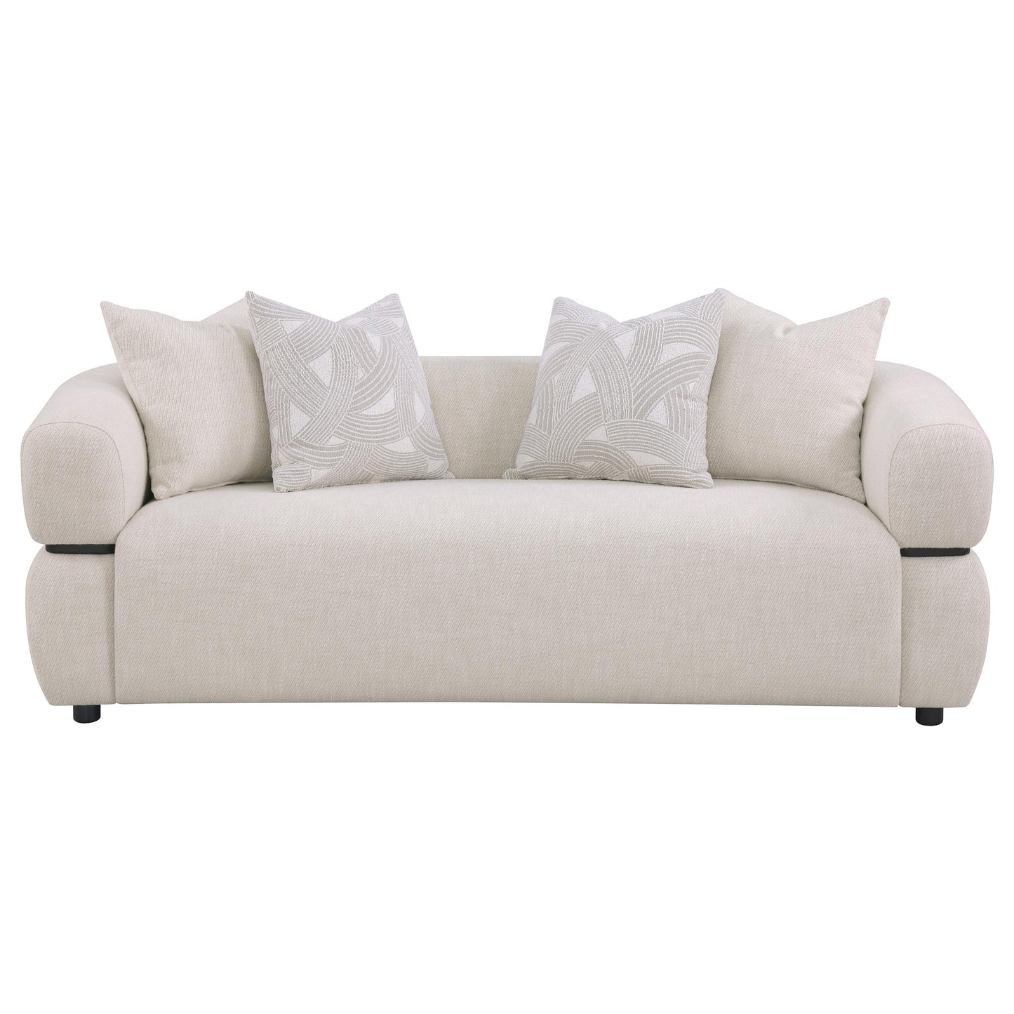 Jeanette 84-inch Fabric Upholstered Round Arm Sofa Beige