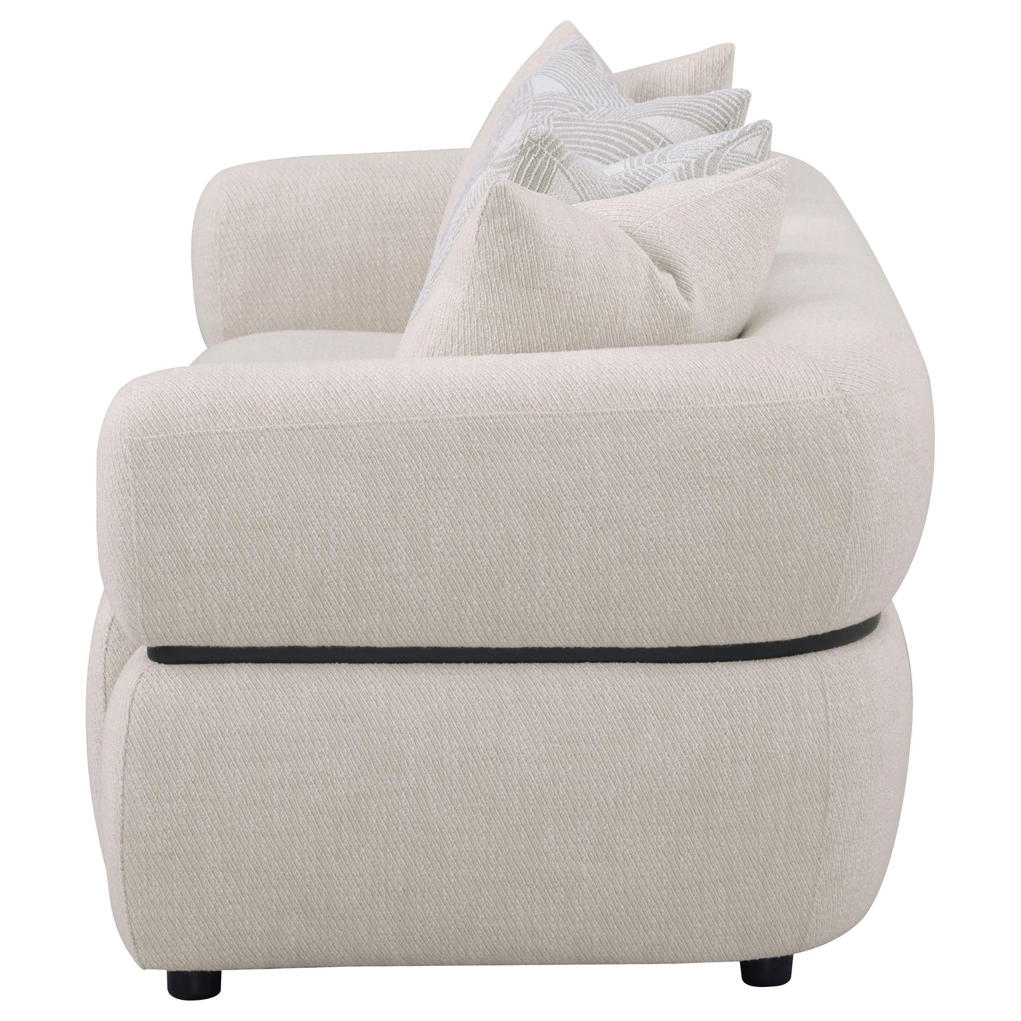 Jeanette 84-inch Fabric Upholstered Round Arm Sofa Beige