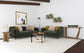 Jade Chenille Upholstered Modern Track Arm Loveseat Green