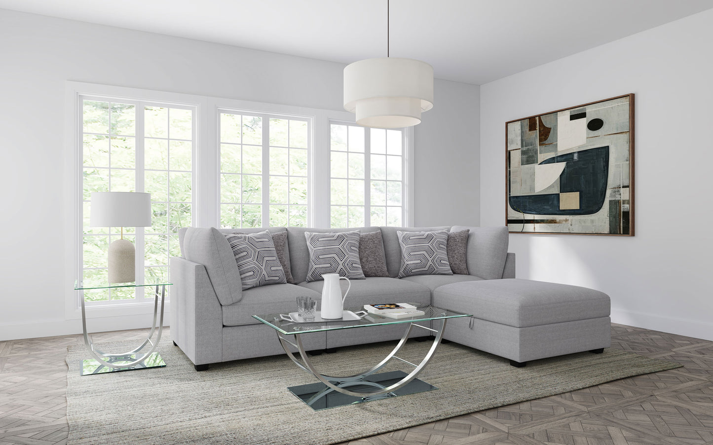 Cambria Upholstered Armless Chair Grey