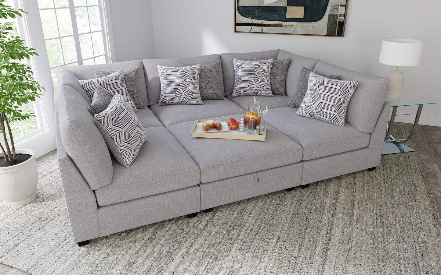Cambria Upholstered Armless Chair Grey