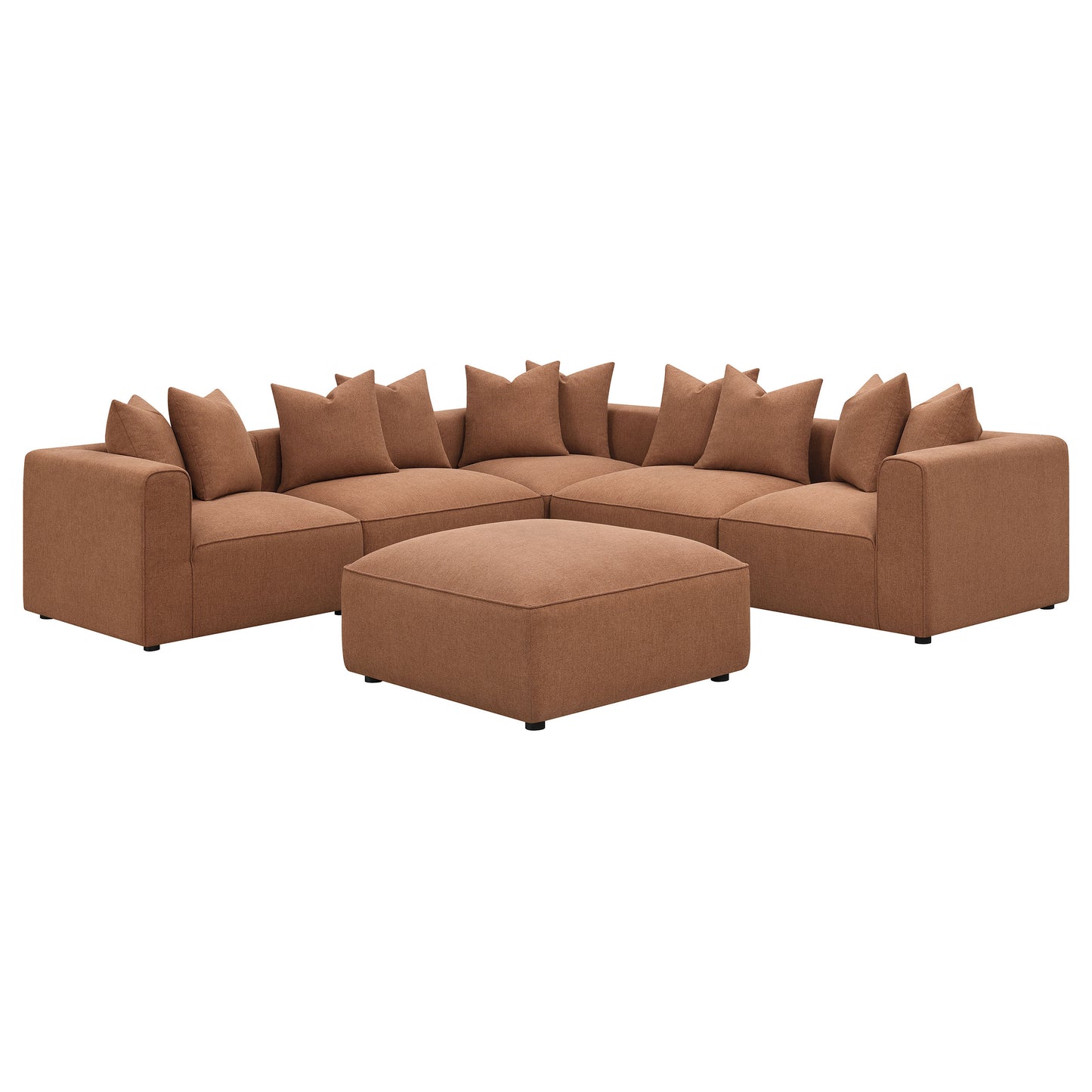 Jennifer Square Upholstered Ottoman Terracotta