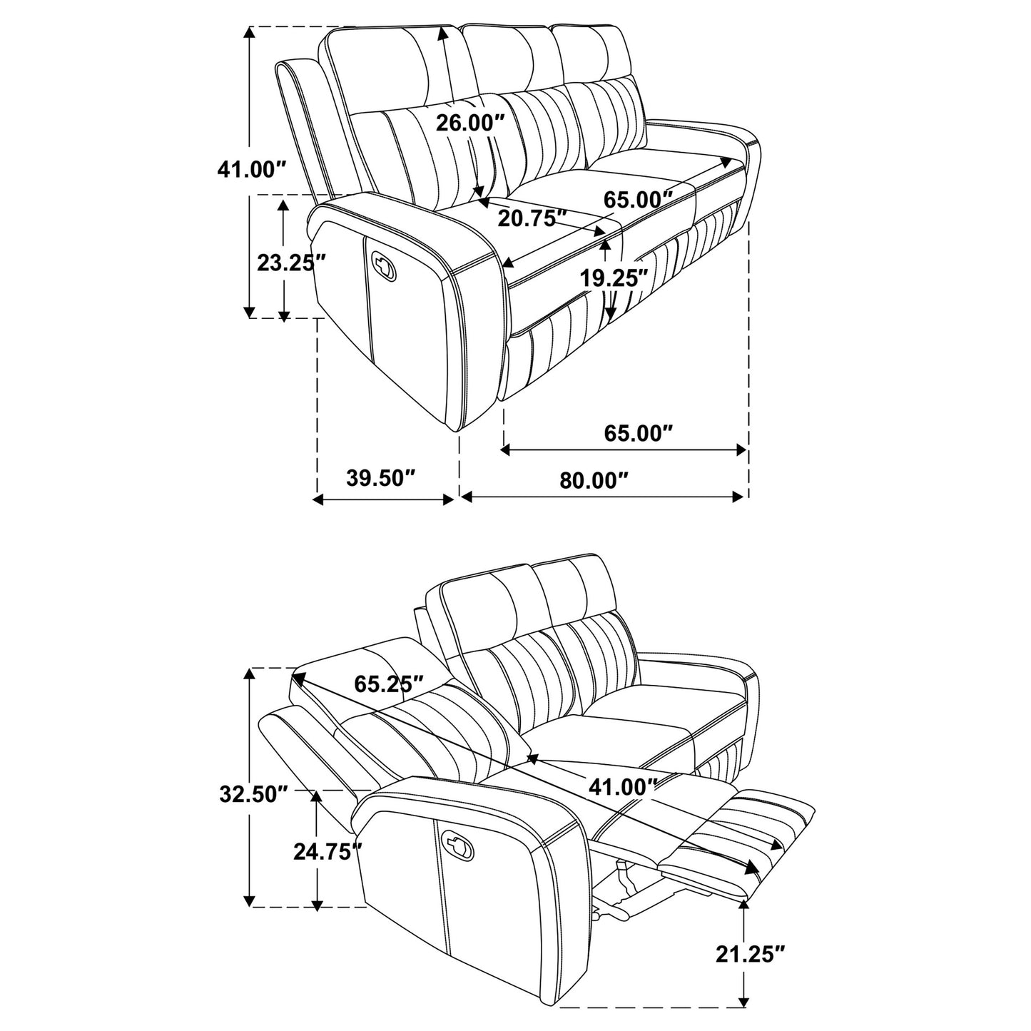 Raelynn 3-piece Upholstered Reclining Sofa Set Grey