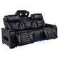 Zuma Faux Leather Dual Power Reclining LED Sofa Black