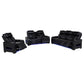 Zuma 3-piece Faux Leather Dual Power LED Sofa Set Black