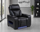 Zuma Faux Leather Upholstered Dual Power LED Recliner Black