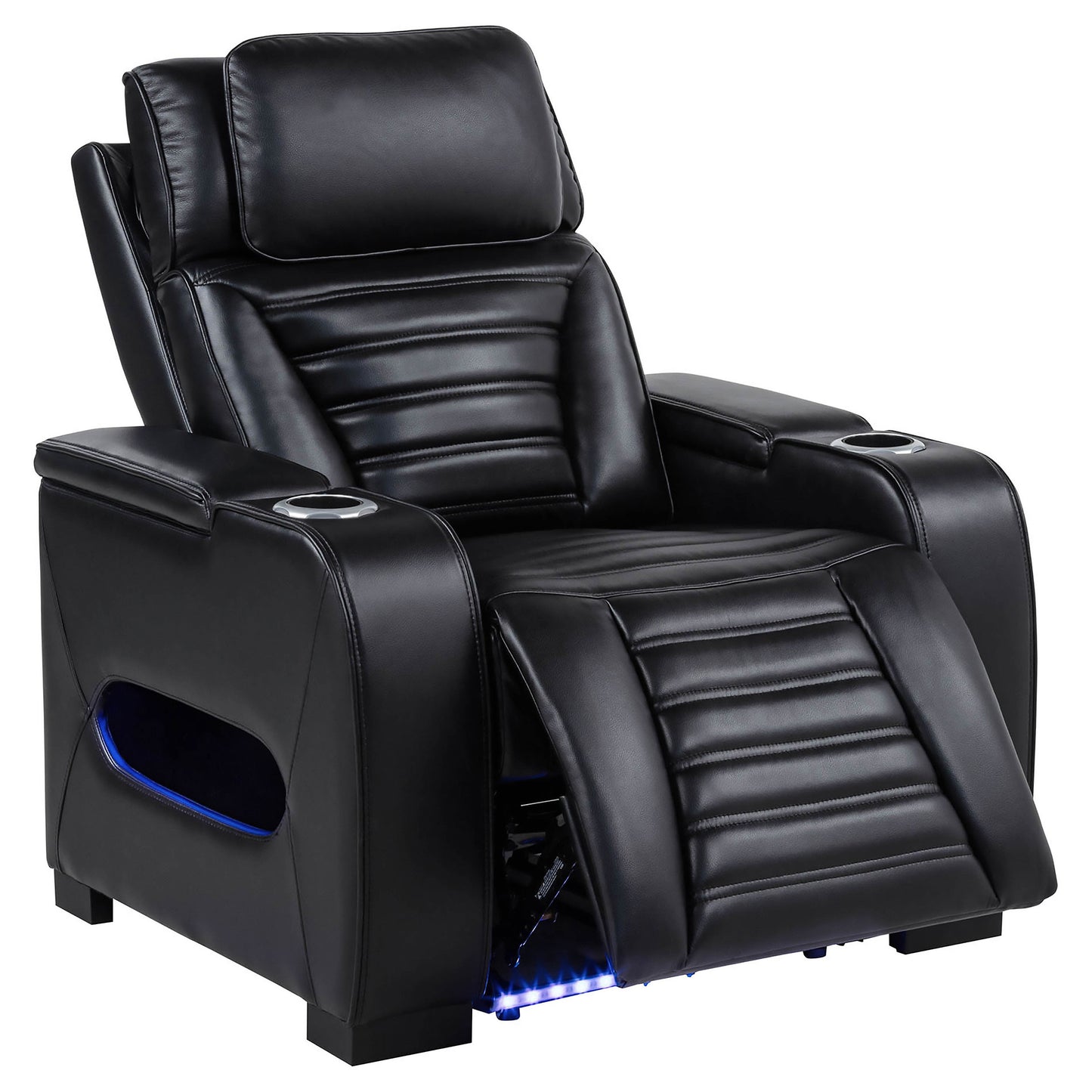 Zuma Faux Leather Upholstered Dual Power LED Recliner Black